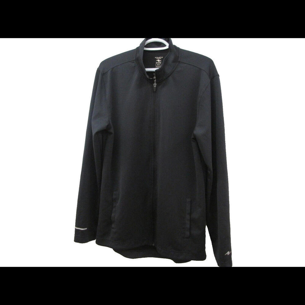 Athletic Works Jacket Mens Medium Warm Up Training Track Full Zip Black